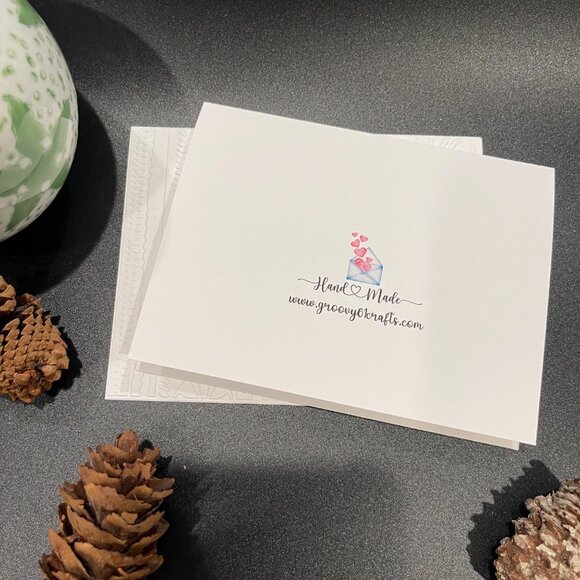 Swirls & Ribbons Embossed Holiday Cards, White Holiday Cards Set, Handmade Elega - Picture 5 of 5